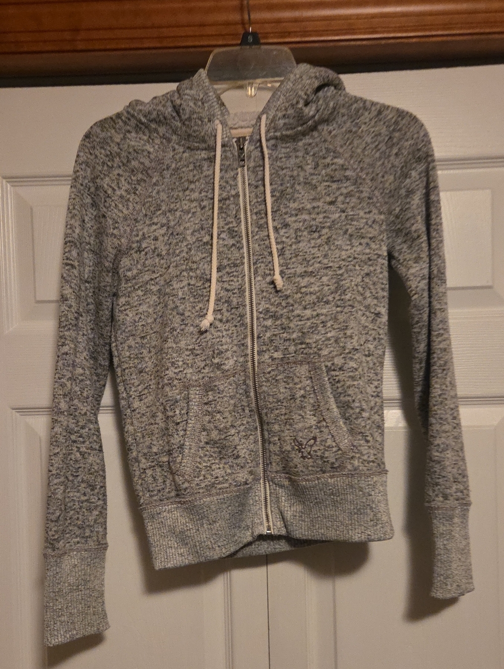American Eagle Outfitters Gray Marled Zip-Up Hoodie